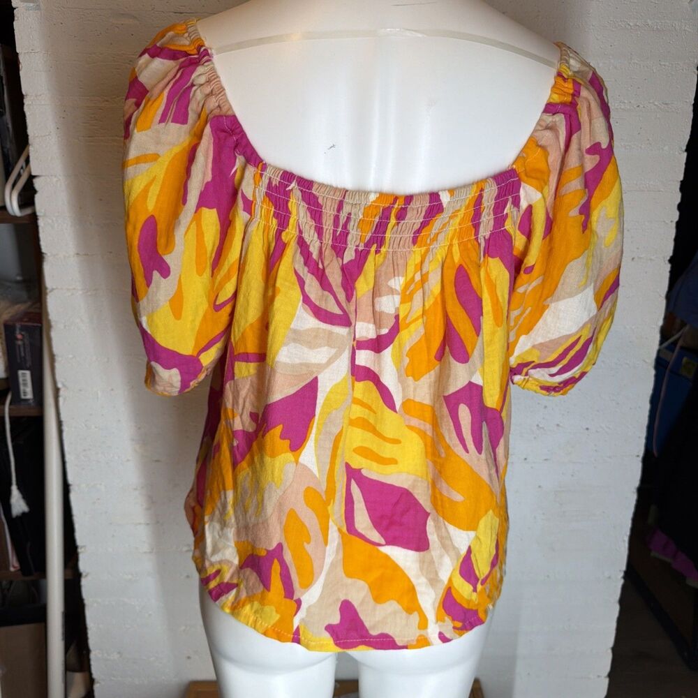 Sanctuary Real Love Gauze Blouse Square Neck M NWT Boho Resort Tropical Dopamine - Picture 4 of 8